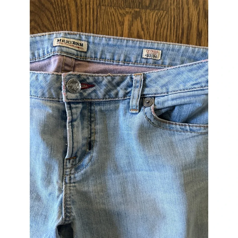 Y2K MEK DNM Cypress Bootcut Flare Jeans Distressed Faded 38x33 Embroidered